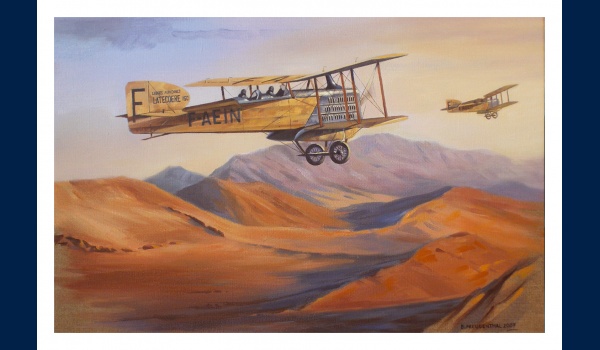 Breguet 14 au-dessus du désert marocain carte