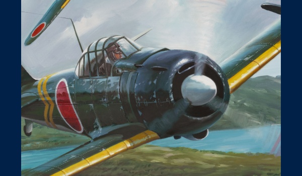 Mitsubishi A6M3 Zero vs Corsair FAU-1D - Huile sur toile