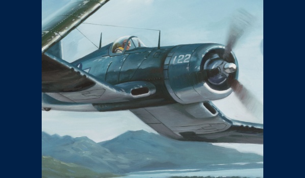 Mitsubishi A6M3 Zero vs Corsair FAU-1D - Huile sur toile